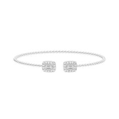 1 1/2ctw Emerald-Shaped Lab Grown Diamond White Gold Beaded Bracelet