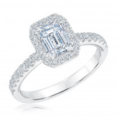 1 1/2ctw Emerald Lab Grown Diamond Halo White Gold Engagement Ring | Chemistry