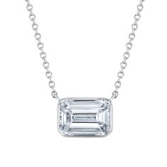 1 1/2ctw Emerald Lab Grown Diamond White Gold Solitaire Pendant Necklace