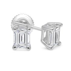 1 1/2ctw Emerald Lab Grown Diamond White Gold Solitaire Stud Earrings