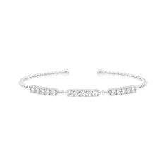 1 1/2ctw Lab Grown Diamond Multi-Row White Gold Beaded Bangle Bracelet