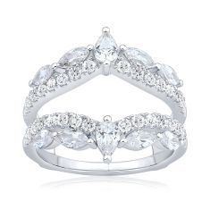 1 1/2ctw Marquise, Pear, and Round Diamond White Gold Ring Guard - Embrace Collection