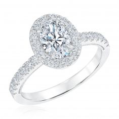 1 1/2ctw Oval Lab Grown Diamond Halo White Gold Engagement Ring | Chemistry