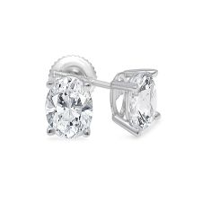 1 1/2ctw Oval Lab Grown Diamond White Gold Solitaire Stud Earrings