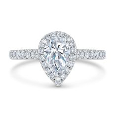 1 1/2ctw Pear-Shaped Lab Grown Diamond Halo White Gold Engagement Ring