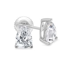 1 1/2ctw Pear Lab Grown Diamond White Gold Solitaire Stud Earrings