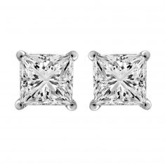 1 1/2ctw Princess Diamond Solitaire White Gold Stud Earrings | Heritage