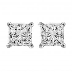 1 1/2ctw Princess Diamond Solitaire White Gold Stud Earrings - Heritage Collection