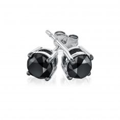 1 1/2ctw Round Treated Black Diamond Solitaire White Gold Stud Earrings