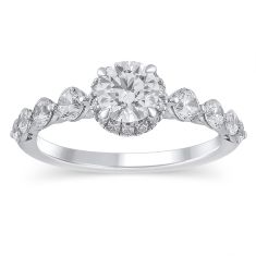 1 1/2ctw Round Diamond Halo White Gold Engagement Ring - Timeless Collection