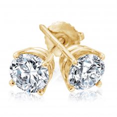 1 1/2ctw Round Diamond Solitaire Yellow Gold Stud Earrings - Heritage