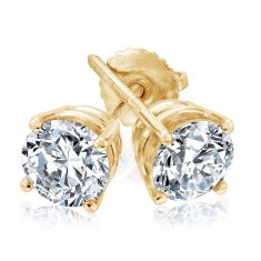 1 1/2ctw Round Diamond Solitaire Yellow Gold Stud Earrings | Heritage