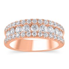 image of 1 1/2ctw Round Diamond Three Row Rose Gold Anniversary Band - Embrace Collection with sku:WR0266J-PGE3