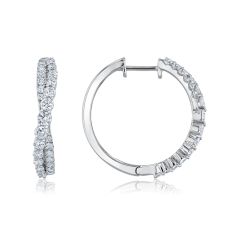 1 1/2ctw Round Diamond Twist White Gold Hoop Earrings | Classic