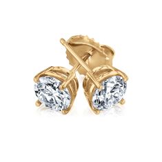 1 1/2ctw Round Lab Grown Diamond Yellow Gold Solitaire Earrings