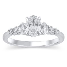 1 1/3ctw Oval Diamond Three-Stone White Gold Engagement Ring - Couture Collection