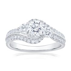 1 1/3ctw Round Diamond White Gold Bypass Engagement Ring - Timeless Collection