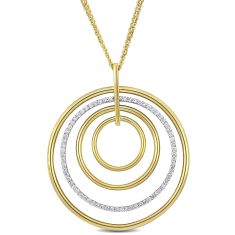 1 1/4ctw Diamond Circle Two-Tone Pendant Necklace