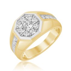 1 1/4ctw Diamond Cluster Two-Tone Gold Ring - Men's