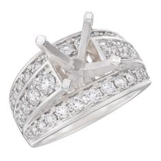 1 1/4ctw Diamond Three Row White Gold Engagement Ring Setting - Design Collection