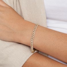 1 1/4ctw Diamond Yellow Gold Curb Link Chain Bracelet | 7 Inches