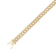 1 1/4ctw Diamond Yellow Gold Curb Link Chain Bracelet | 7 Inches