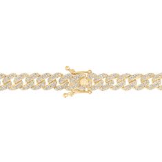 1 1/4ctw Diamond Yellow Gold Curb Link Chain Bracelet | 7 Inches