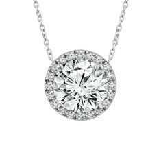 1 1/4ctw ECONIC Star Round Lab Grown Diamond Halo White Gold Pendant Necklace