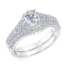 1 1/4ctw Lab Grown Round Diamond Engagement and Wedding Ring Bridal Set