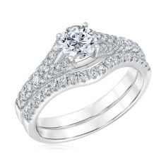 1 1/4ctw Lab Grown Round Diamond Engagement and Wedding Ring Bridal Set