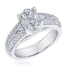 1 1/4ctw Oval-Shape Diamond Composite White Gold Engagement Ring - Harmony Collection