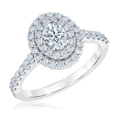 1 1/4ctw Oval Diamond Double Halo White Gold Engagement Ring