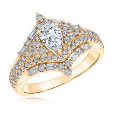 1 1/4ctw Pear Diamond Yellow Gold Engagement Ring | Couture Collection