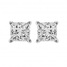 1 1/4ctw Princess Diamond Solitaire White Gold Stud Earrings - Heritage
