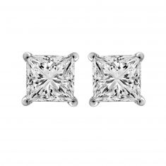 1 1/4ctw Princess Diamond Solitaire White Gold Stud Earrings - Heritage Collection