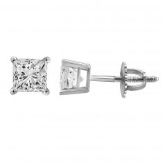 1 1/4ctw Princess Diamond Solitaire White Gold Stud Earrings - Heritage Collection