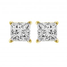 1 1/4ctw Princess Diamond Solitaire Yellow Gold Stud Earrings - Heritage