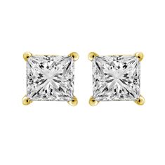 1 1/4ctw Princess Diamond Solitaire Yellow Gold Stud Earrings | Heritage
