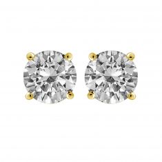 1 1/4ctw Round Diamond Solitaire Yellow Gold Stud Earrings | Heritage