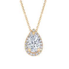 1 1/6ctw Pear Lab Grown Diamond Yellow Gold Pendant Necklace