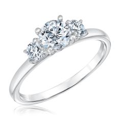 1 1/6ctw Round Diamond Three-Stone White Gold Engagement Ring