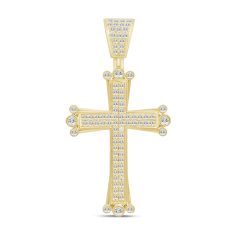 1 1/8ctw Diamond Yellow Gold Cross Pendant