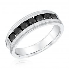 1 1/8ctw Treated Black Diamond White Gold Ring | Men's