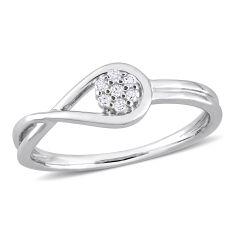 1/20ctw Diamond Cluster Sterling Silver Infinity Promise Ring