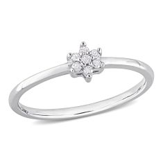1/20ctw Diamond Cluster Sterling Silver Promise Ring
