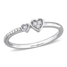 1/20ctw Diamond Double Heart Sterling Silver Promise Ring