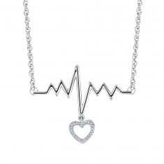 1/20ctw Diamond Heart Beat Sterling Silver Necklace | Mills Collection