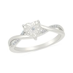 1/20ctw Diamond Heart Motif Sterling Silver Promise Ring