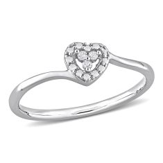 1/20ctw Diamond Heart Sterling Silver Promise Ring