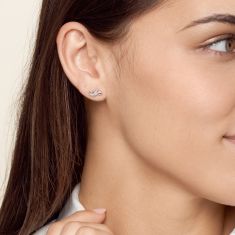 1/20ctw Diamond Infinity Arrow Sterling Silver Stud Earrings